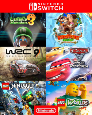 6 EN 1 LUIGIS+DONKEY+WRC 9+CARS 3+LEGO NINJAGO+LEGO WORLDS NINTENDO SWITCH